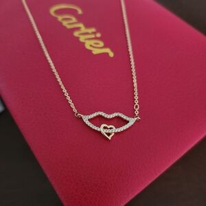 Rose Gold Plated Heart Lip Necklace